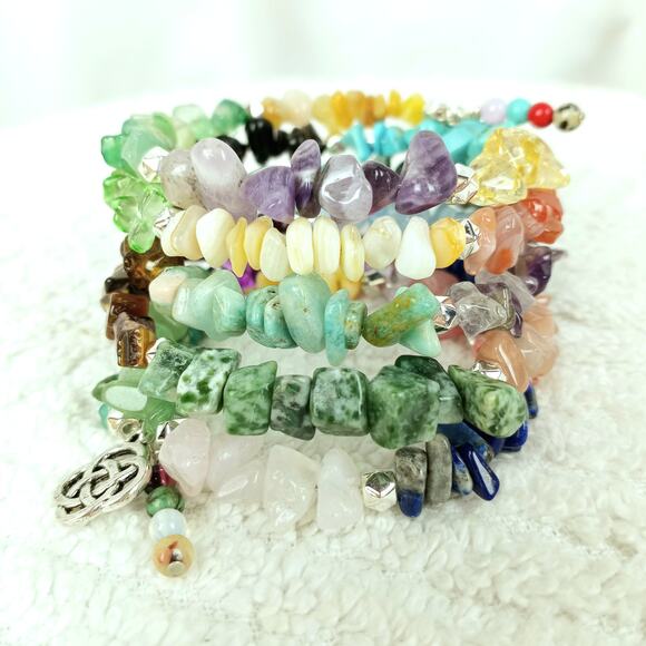 HANDMADE Multi Color Gemstone 5 Wrap Bracelet OS - Picture 6 of 6